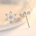 thumbnail image 2 of 925 Silver Zircon Snowflake Flower Earrings Ear Stud Jewelry Women Gifts-default, 2 of 5