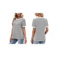 thumbnail image 3 of Women'S Textured Shirts Tops Short Cap Sleeve Shirts Loose Fit Summer Outfits Gray XL, 3 of 7