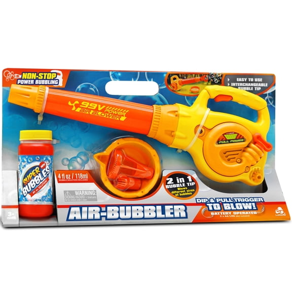 Lanard: Air Bubbler - Orange Battery Powered Blower Machine, 4oz Solution, Big & Small Interchangeable Tips, Non-Stop Blowing, Outdoor Play, Kids 3
