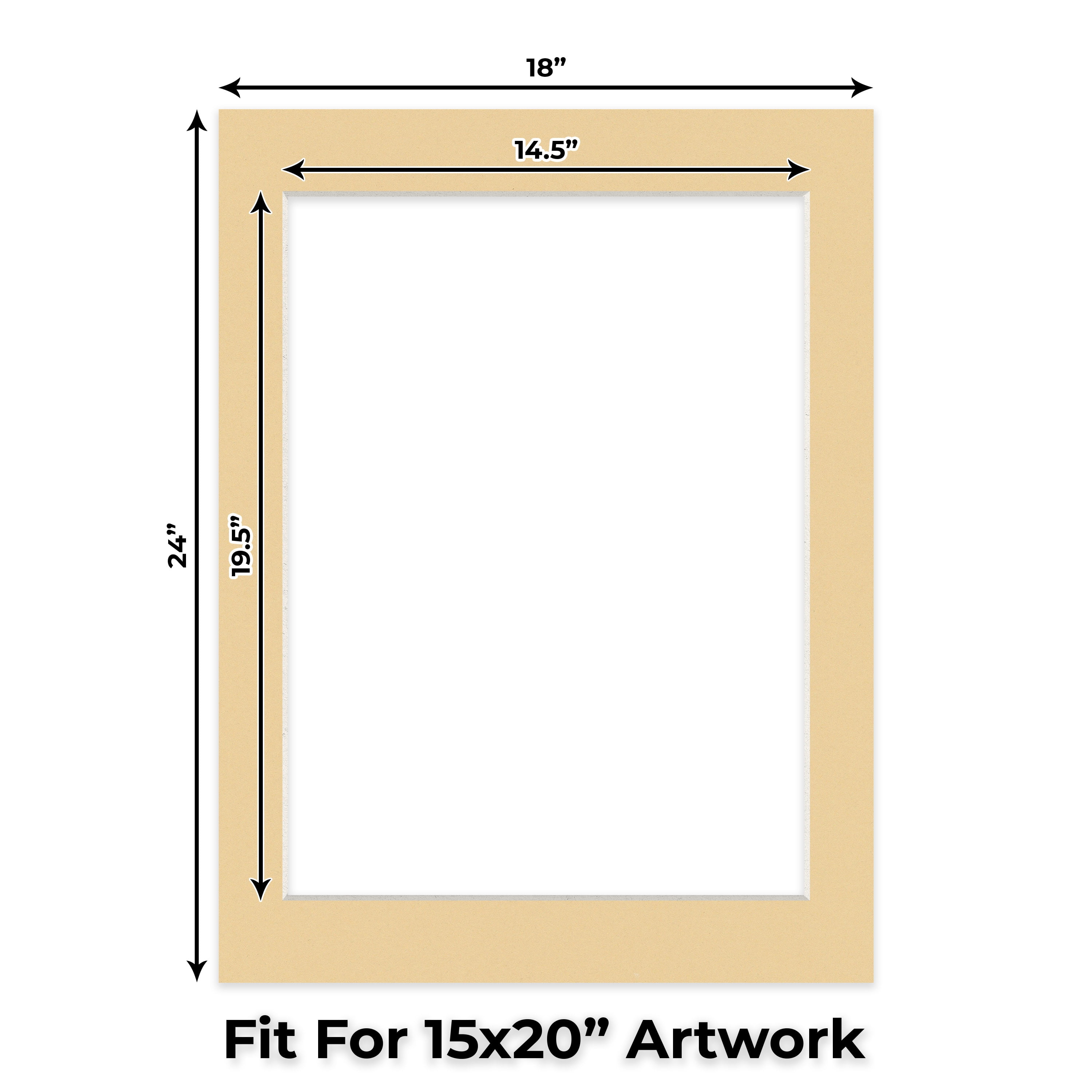 Beige Picture Frame Mat for 18x24 Frames - Fits 15x20 Photos - 25 Mats