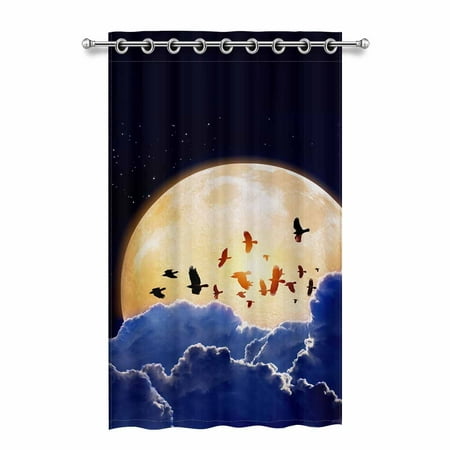 Mkhert Night Sky With Full Moon Stars Flock Of Flying Ravens Crows