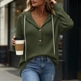 thumbnail image 4 of Women's Ribbed Hooded Sweater - Loose Buttoned Pullover Long Sleeve Sweatshirt - Lightweight Fall Daily Versatile Tops, 4 of 8