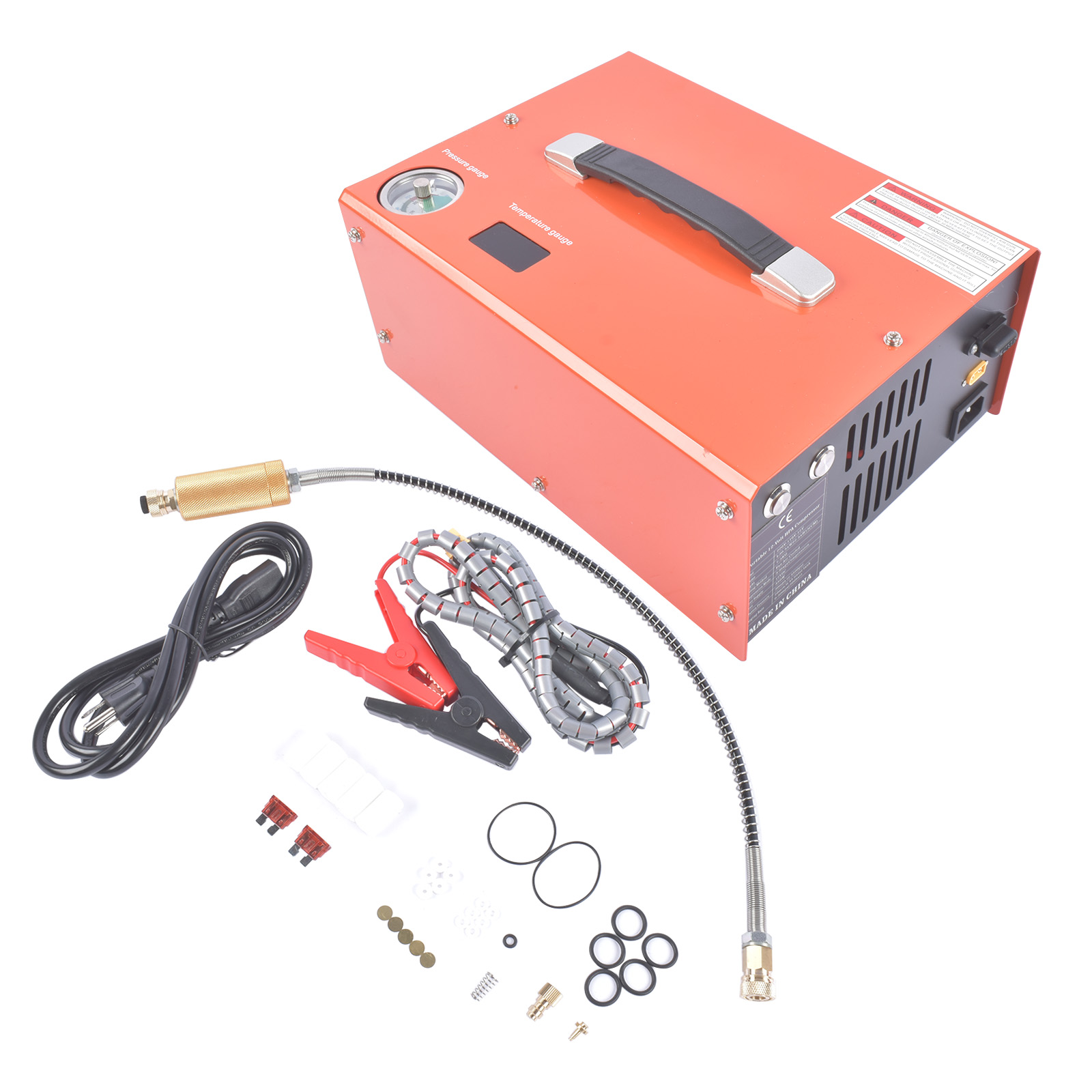 PCP Air Compressor 4500Psi 30Mpa, 500W Auto-Stop Scuba Tank Compressor 12V DC/110V Ac or 220V AC for Home Use, AC Compressor for Mini Scuba Tank - Orange