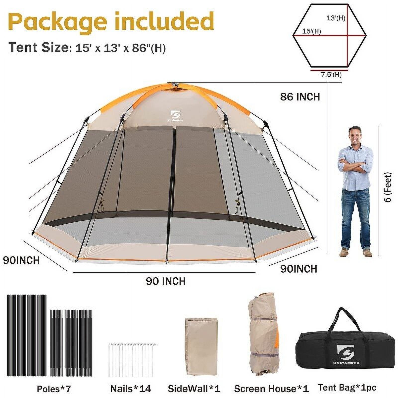 Screen House Mesh Mosquito Tent 15x13 ft UPF 50+ Canopy Shelter Shade Easy Setup & Waterproof with Sidewall