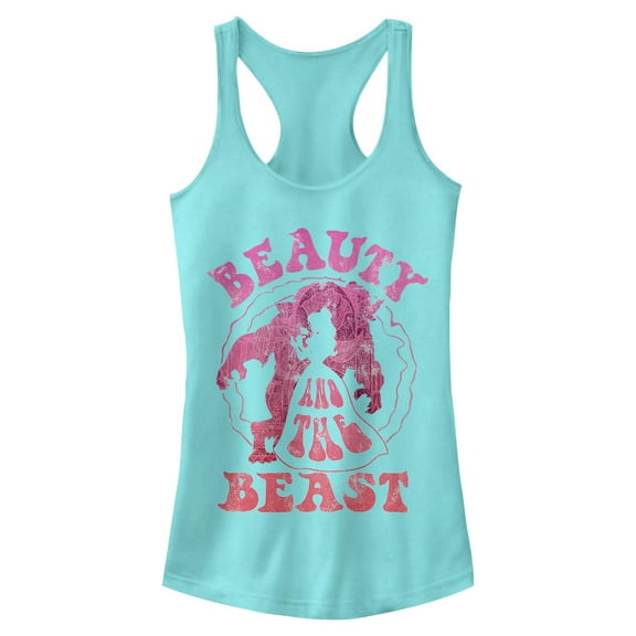 Junior's Beauty and the Beast Groovy Silhouette  Racerback Tank Top Cancun X Large