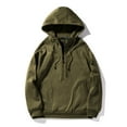 thumbnail image 3 of WREESH Casual Gym Athletic Hoodie for Men Fashion Solid Drawstring Hooded Sweatshirt with 1/2 Zipper and Pockets Olive Green, 3 of 6