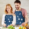 thumbnail image 5 of Blue Sun Moon Cloud Pattern Apron-Garden Aprons for Women with Pockets-Cotton Linen Waterproof Kitchen Cooking Gardening Aprons Adjustable for Kitchen,Cooking,BBQ and Salon 33x27 Inch, 5 of 7
