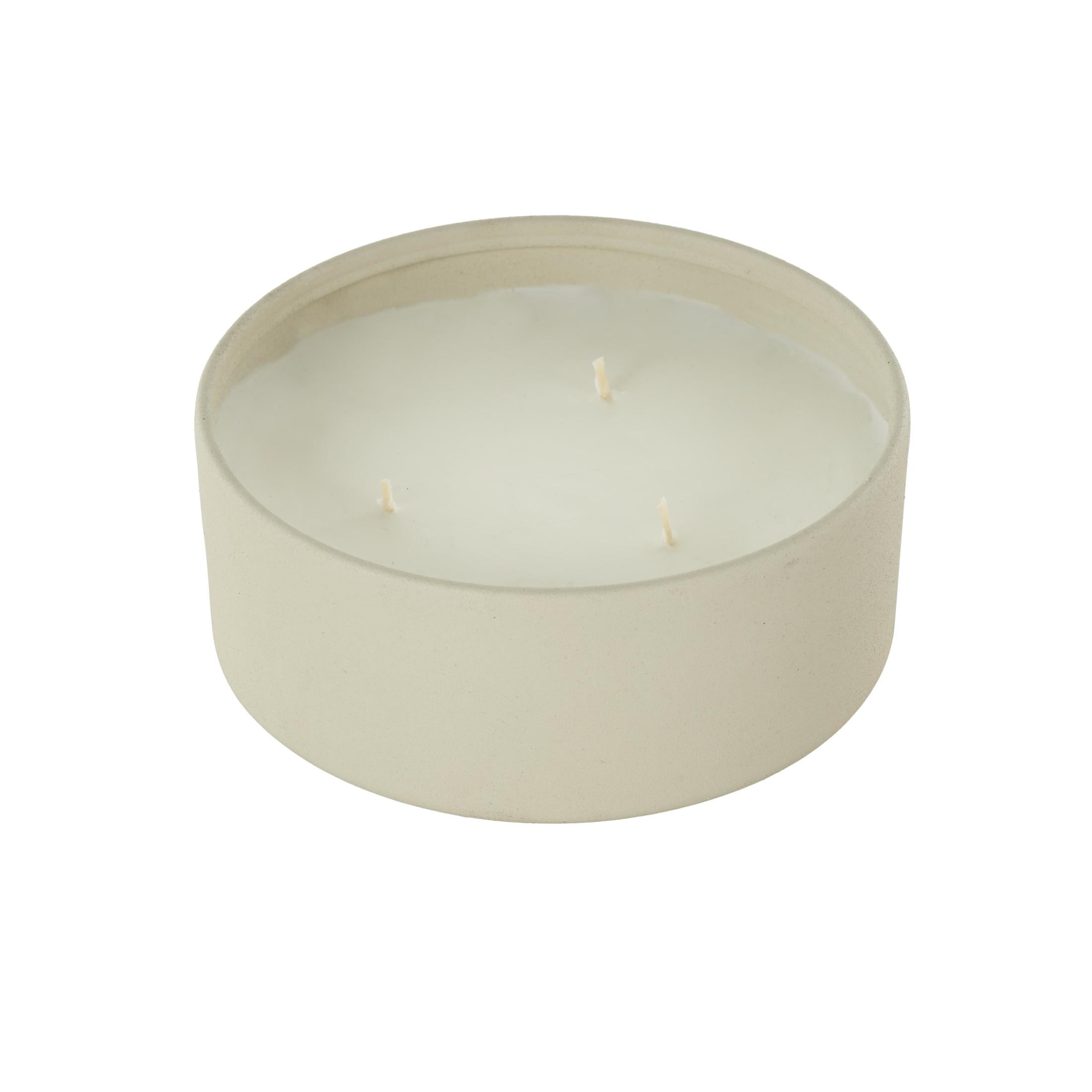 DecMode Beige Metal Tangerine Splash Scented Textured 22oz 3 Wick Candle with White Wax