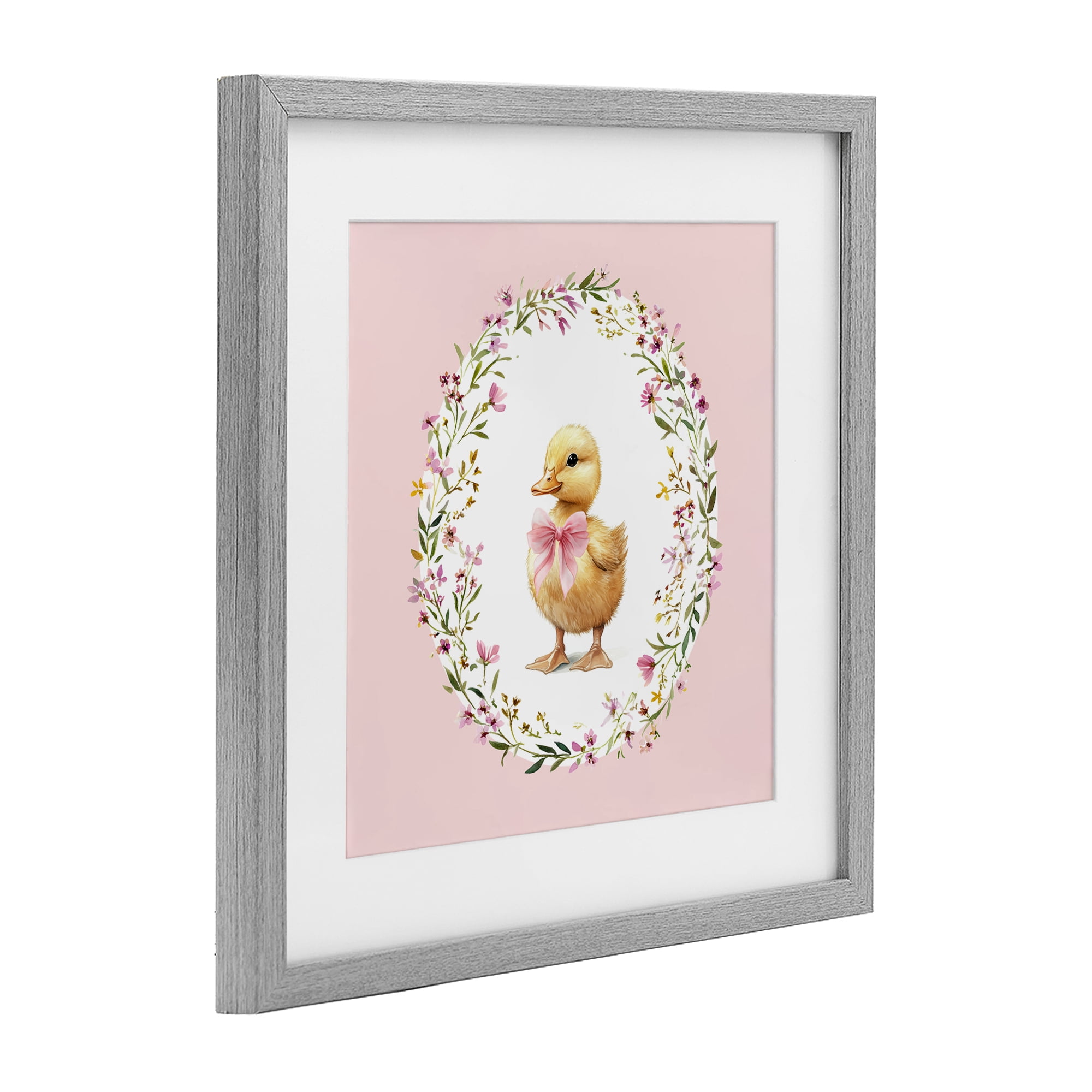 Stupell Industries Blush Pink Duckling Gray Framed Print Under Glass, design by Christine Simpson Art