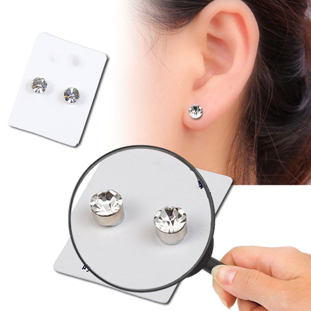 5 Pair Crystal Non Piercing Clip on Magnetic Ear Studs Womens Magnet Fake Earrings - Walmart.com