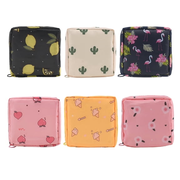 HUIANER  6pcs Mini Makeup Bag, Travel Makeup Pouch Lazy Cosmetic Bag, Small Portable Toiletry Bag, Waterproof Nylon Mini Lipstick Bag with Zipper for Women and Girls