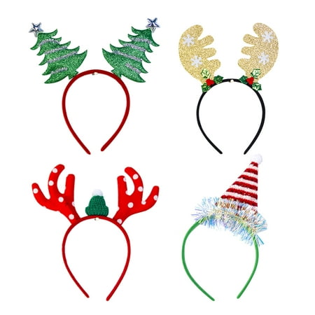 FRCOLOR 4pcs Christmas Antlers Hair Hoop Adorable Cartoon Headband Decorative Christmas Hair Accessories Hair Band Creative Hair Clasp (Mixed Style)