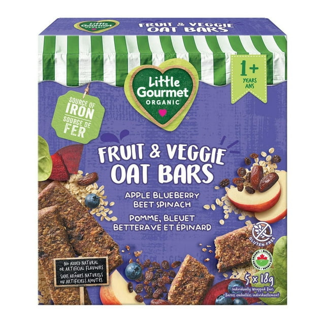 Little Gourmet Organic Fruit & Veggie Oat Bars Apple Blueberry Spinach