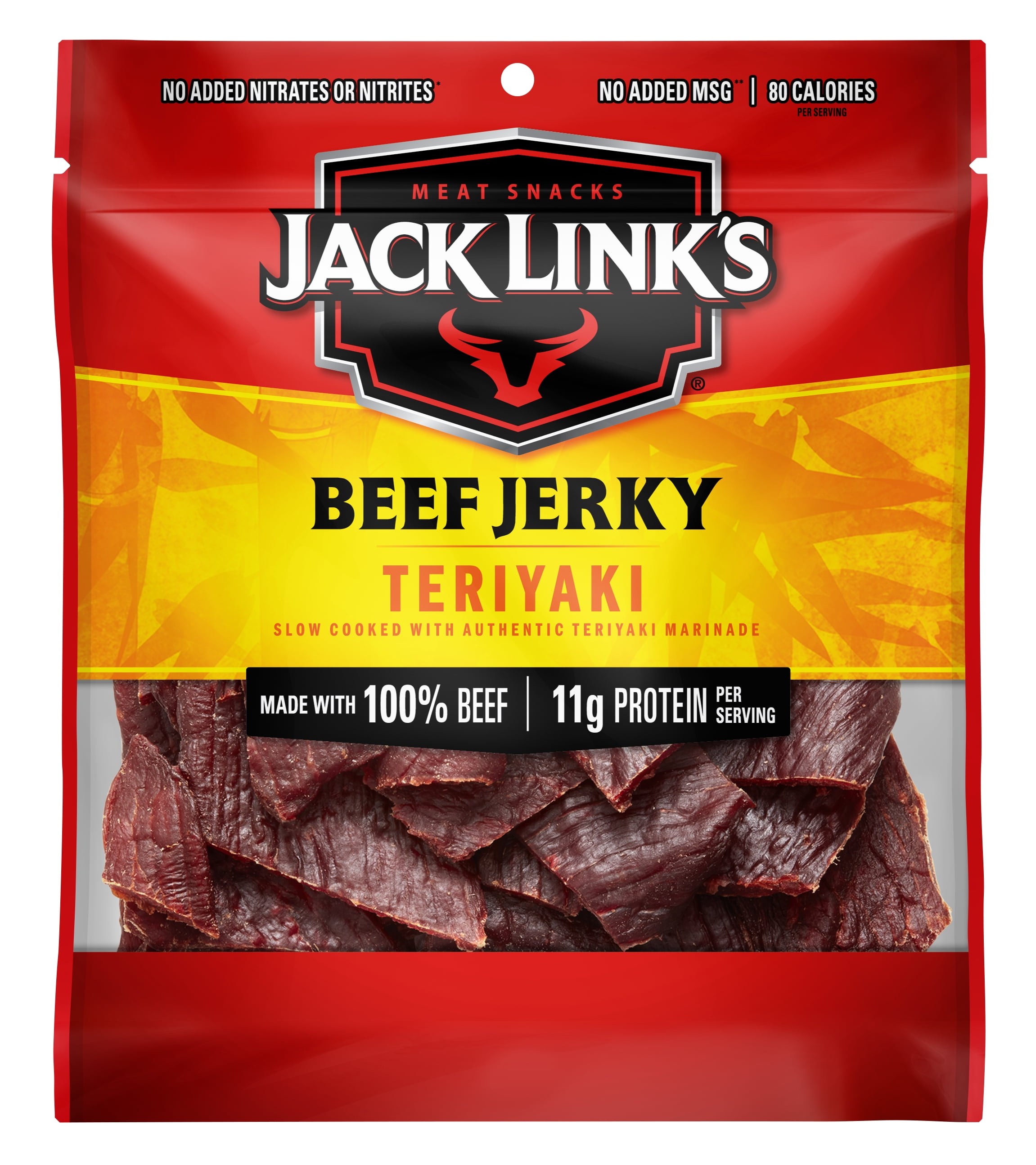 Jack Links Beef Jerky, Teriyaki, 100% Beef, 11g of Protein per Serving, 2.85 oz Bag