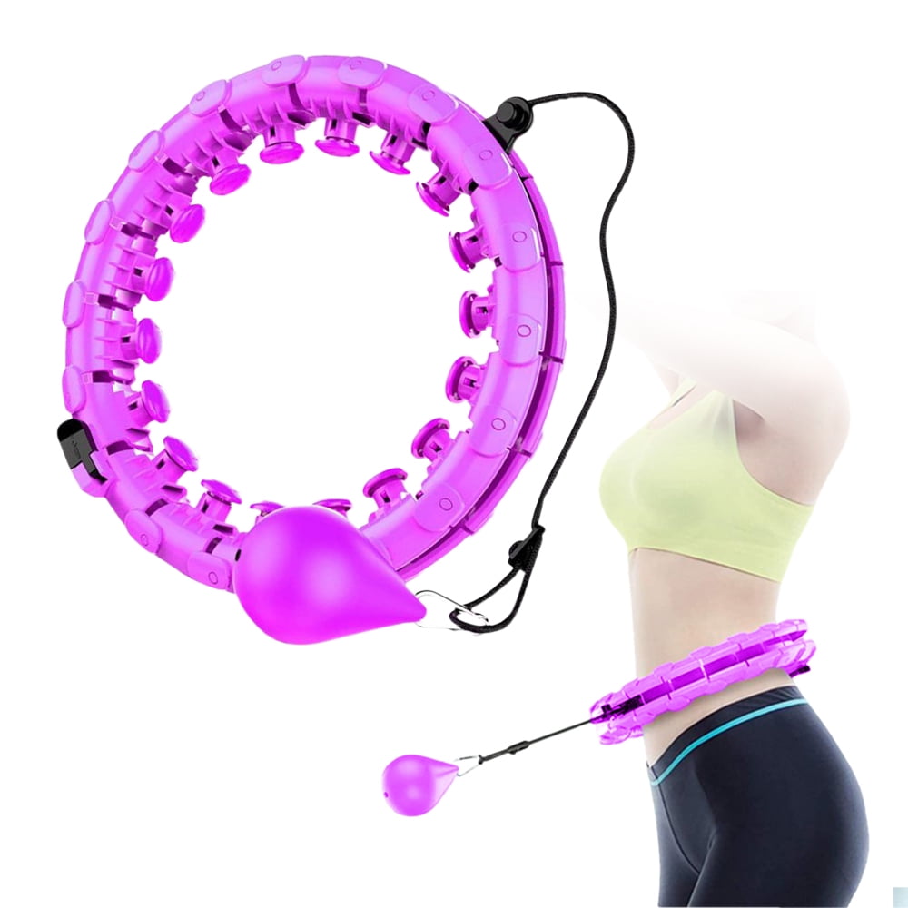 27 Detachable Knots Pilates Circles with Spinning Ball and LCD Rotation Counter Smart Hoola Fitness Hoop for Weight Loss Weighted Hula Exercise Hoops Plus Size Max Waist to 51 