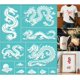 thumbnail image 1 of Plantillas de serigrafía de 2 hojas: Dragón Oriental y Nube Auspiciosa. Plantillas reutilizables autoadhesivas para impresión en serigrafía., 1 of 9