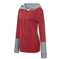 thumbnail image 4 of Suéter de empalme de dos colores para mujer con capucha y botones con cordones, suéter de bolsillo con personalidad a la moda Pompotops  gfhjh7613, 4 of 6