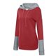 thumbnail image 4 of Suéter de empalme de dos colores para mujer con capucha y botones con cordones, suéter de bolsillo con personalidad a la moda Pompotops  gfhjh7613, 4 of 6