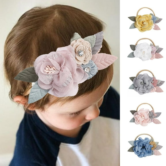 D-GROEE 6pcs Baby Girls Headband Flower Soft Stretchy Hair Band Hair Accessories for Baby Girls Newborns Infants Toddlers and Kids