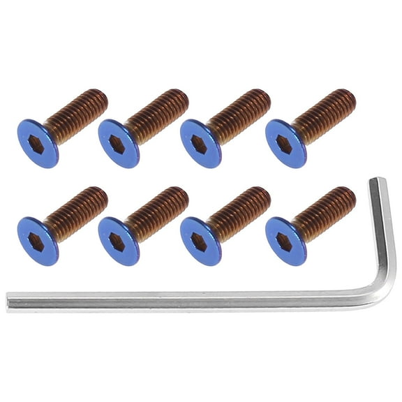 8pcs M5x0.8 Burnt Blue Flat Head Car Steering Wheel Screw Stainless Steel Bolts with Wrench