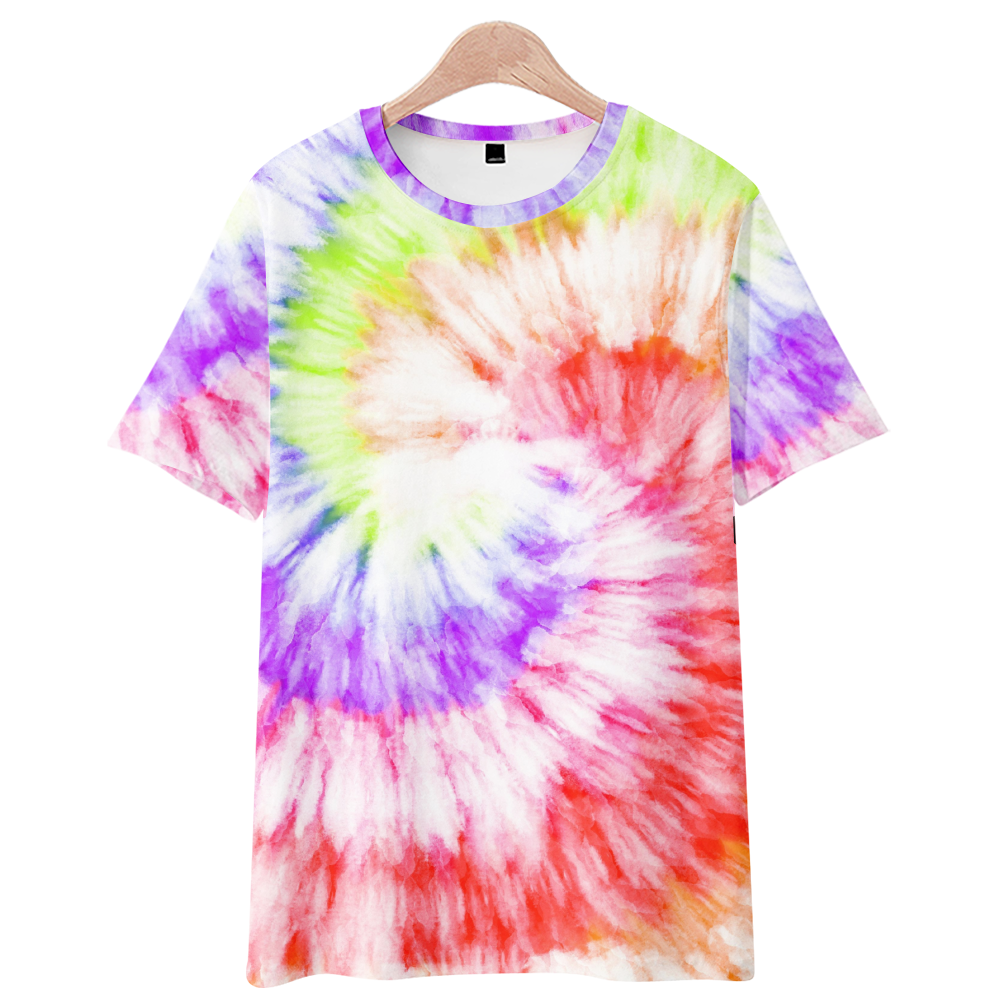 Colorful Tiedye Summer Fashion Tshirt Short Sleeve Cartoon Casual Top