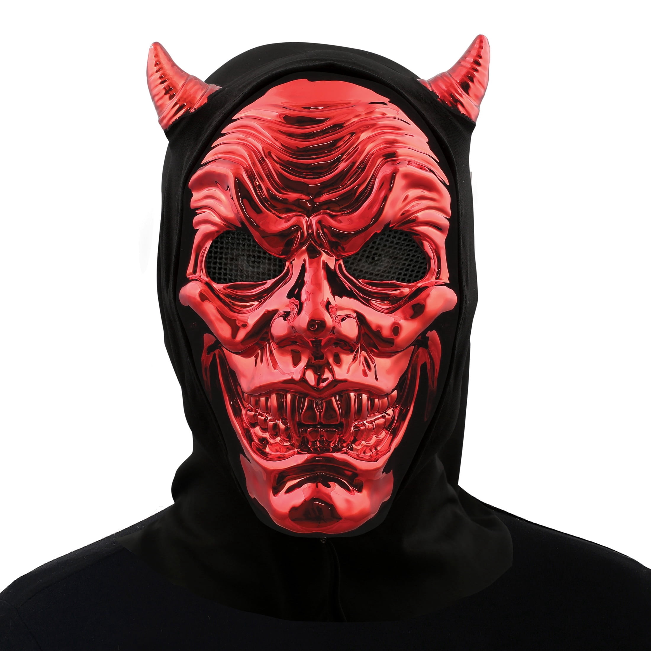 Metallic Devil Mask Costume Accessory for Adults, Red and Black, Halloween by Way To Celebrate