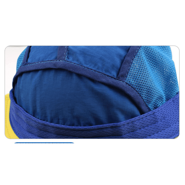 Sun hat for neck protection of children, fishing hat with wide brim,  adjustable cap UPF 50+, cap circumference 52-56 cm (dark blue + yellow) 