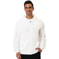 thumbnail image 1 of Sudadera con capucha para hombre, con cremallera completa, manga larga, ligera, sólida, deportiva, con capucha blanco S Unique Bargains Sudadera, 1 of 6