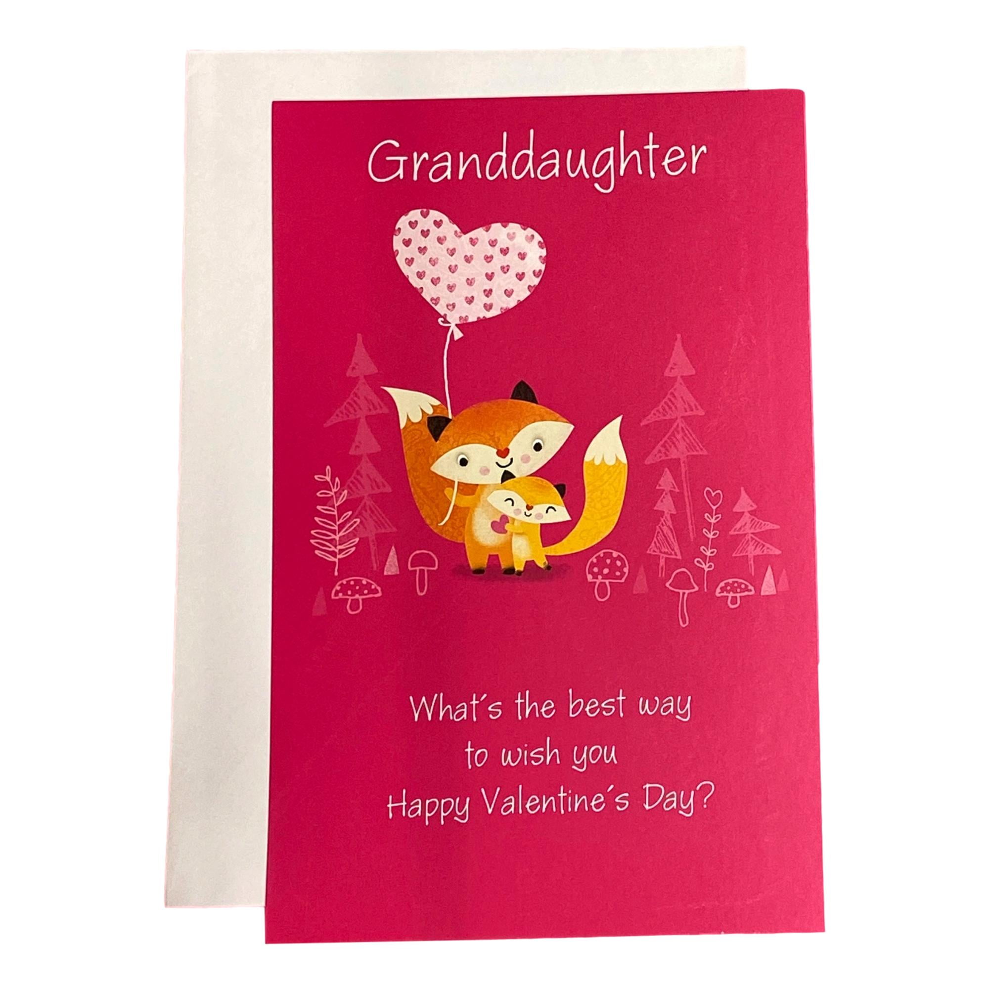 Valentine's Day Greeting Card for Grand daughter - Granddaughter What's the best way to wish you Happy Valentine's Day?; Fox, Plants - Walmart.com