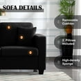 thumbnail image 3 of BSHTI 86.6 inch Modern Style Teddy Fabric Sofa with 2 Pillows,Featuring Extra-Wide Deep Sofa,Suitable for Living Room,Bedroom,Office Black, 3 of 16