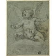 thumbnail image 3 of Denys Calvaert 12x14 Black Modern Framed Museum Art Print Titled - Putto Seated on Clouds (1600-12), 3 of 5