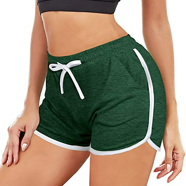 Abcnature Women's Cotton Sport Shorts, Yoga Dance Short Pants, Elastic  Waist Running Shorts, Summer Athletic Shorts with Pocket, Workout Shorts  Green S 