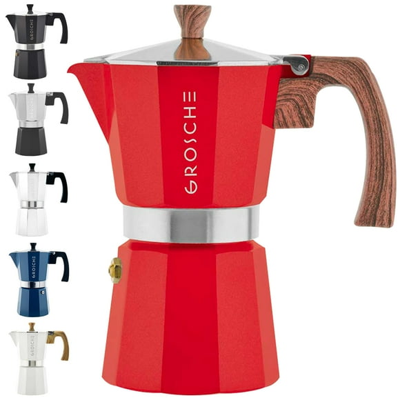 Moka Pot GROSCHE Milano, 9 tazas, 450 ml, espresso rojo para estufa