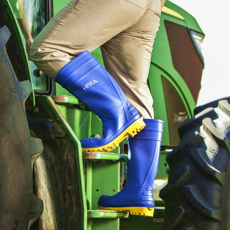 HISEA Steel Toe Work Boots, PVC Waterproof Rain Boots, ASTM 2413