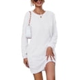 thumbnail image 1 of LUXUR Robe Chandail pour Femmes Chandail en Peluche Chandail à Manches Longues Mini Robes Ample en Molleton Blanc P, 1 of 4