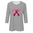 thumbnail image 4 of Kilaqueen Breast Cancer Survivor Shirt for Women Casual 3/4 Sleeve Lightweight Round Neck Tunic Tops Pink Ribbon Butterfly Graphic Print Blouses Fight Breast Cancer Inspirational Blouse, 4 of 4