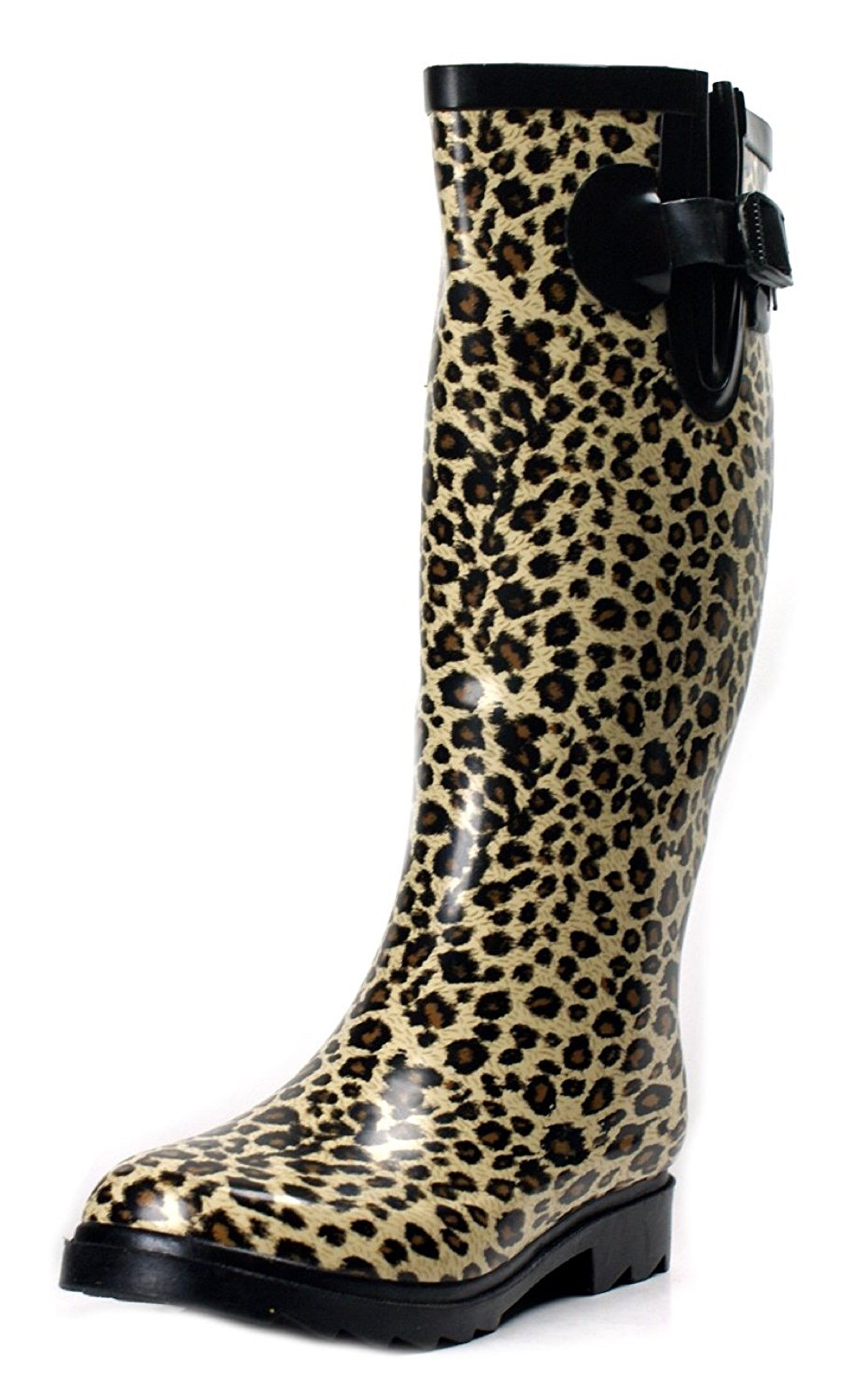 leopard print rain boots womens