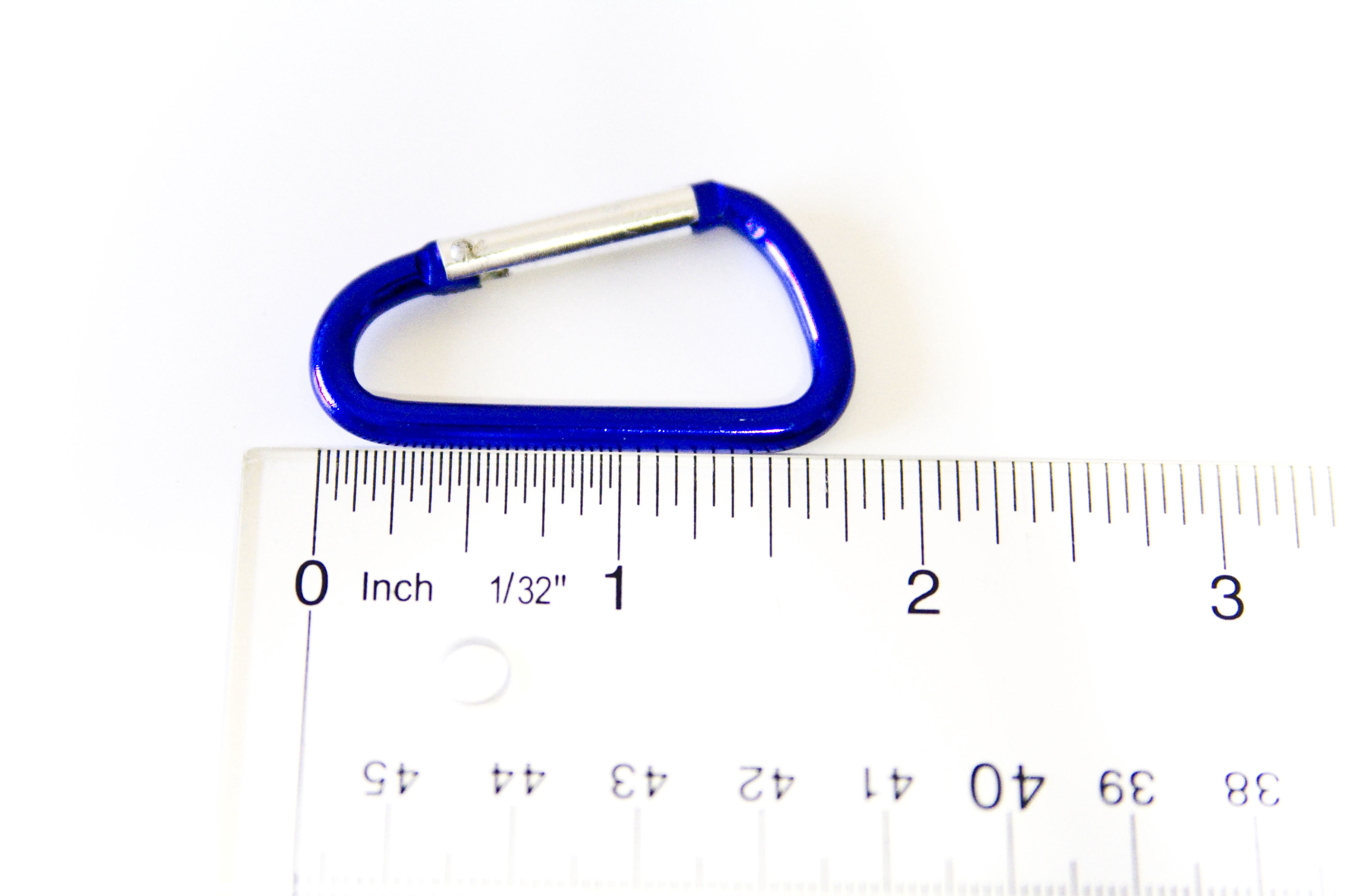 100 pcs - 1-7/8 inch Blue Aluminum Carabiner D Shape Round Edge, Keychain Clip, Spring Snap Key Chain Clip Hook