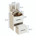 thumbnail image 7 of Miniyam Vanity Desk with Lighted Flip Mirror, Drawers and Storage Stool for Adults, White, 7 of 7