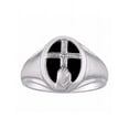 thumbnail image 1 of RYLOS Unisex Rings Sterling Silver Religious Cross Prayer Ring With Diamonds & Black Onyx Designer Jewelry Size 12, 1 of 6