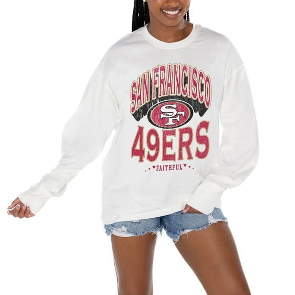Women's Gameday Couture White San Francisco 49ers Time Out Oversized Long Sleeve T-Shirt