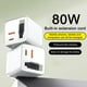thumbnail image 1 of Cargador retráctil 3 en 1 para teléfono, enchufe de pared con módulo de carga rápida escalable de 80 W, cable tipo C y 2 puertos USB para teléfono y portátil., 1 of 8
