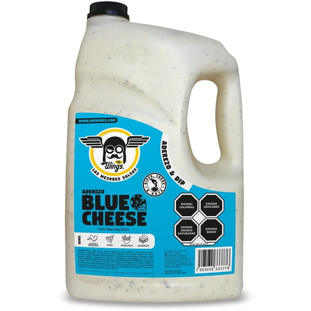Mr. Wings Aderezo Blue Cheese 1 Galón (3.8 L) – Cremoso, Sabor Intenso y Versátil para Alitas, Boneless, Pizzas y Ensaladas