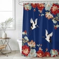 thumbnail image 6 of Blue Crane Shower Curtain Set - Long 72" x 84" Washable Bathtub Curtain with 12 Hooks, Vintage Red Teal Spring Floral Botanical Waterproof Fabric Stall Shower Curtains for Bathroom/Bathtub Décor, 6 of 6