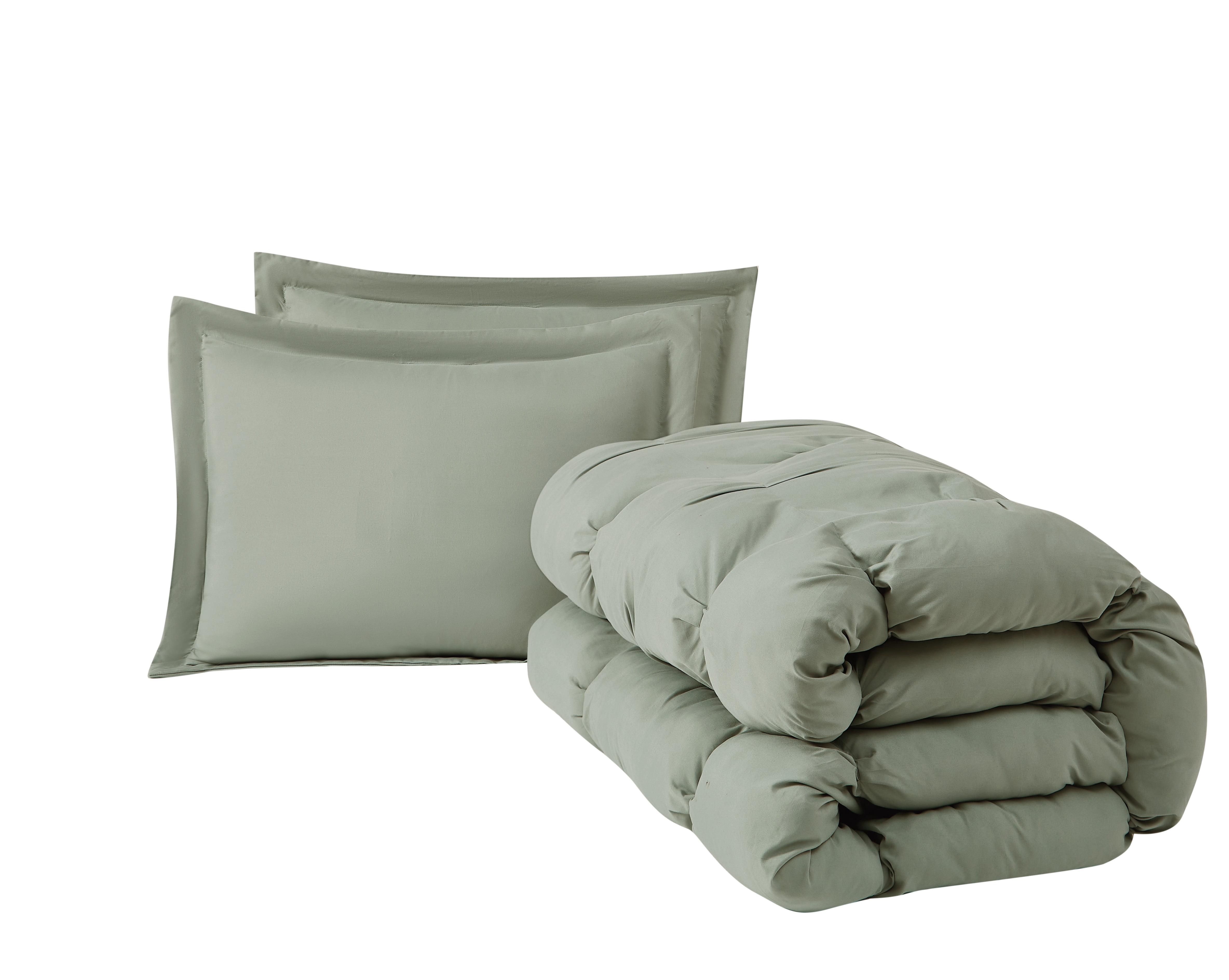 Truly Soft Cloud Puffer Boxed Pleat 100% Microfiber Polyester Green 2-Piece Twin Comforter Set, Solid Casual themed, Adult Bedding, OEKO-TEX Certified