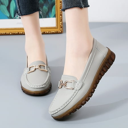 

Vedolay Women s Shoes Women s Casual Shoes Fashion Solid Color Square Toe Summer Slip-On Loafers Gold 7