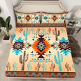 thumbnail image 3 of Homewish Western Hippie Aztec Twin Sheet Sets for Adult, Rustic Bohemian Twin Fitted Sheet, Wheat Brown Square Triangle Flat Sheet, Luxury Bedroom Decor, 3pcs, 3 of 8