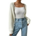 thumbnail image 2 of Bolero Shrug Cardigans for Women 2025 Long Sleeve Open Front Ribbed Knit Drop Shoulder Loose Fit Knit Cropped Cardigan, 2 of 7