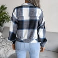 thumbnail image 5 of 2023 Womens Casual Plaid Shacket Wool Blend Button Down Long Sleeve Shirt Crop Tops Jacket Shirts Coats, 5 of 5