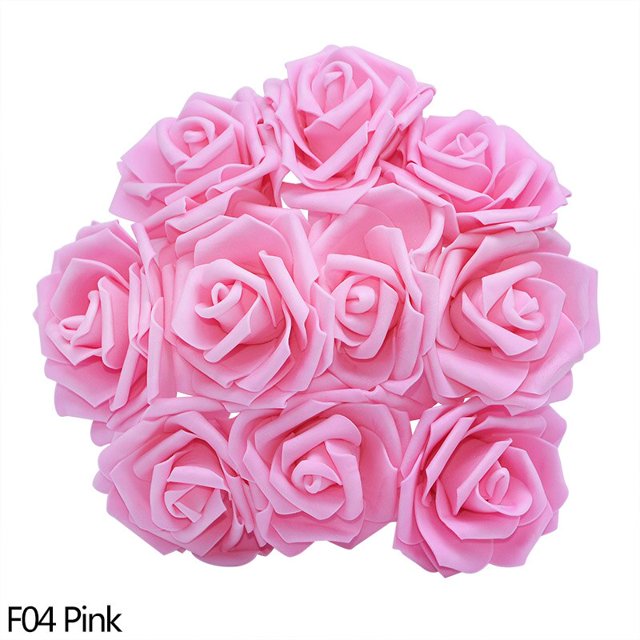 Rosa Artificial de espuma con varilla para decoración del hogar, 10/20/25/30 piezas, 8cm, ramo de decoración de boda de Arte de flores falsas para interior